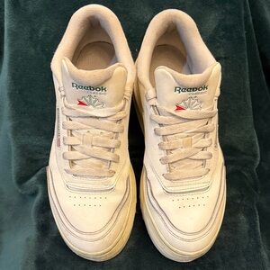 Reebok Cream and Green Platform Sneakers